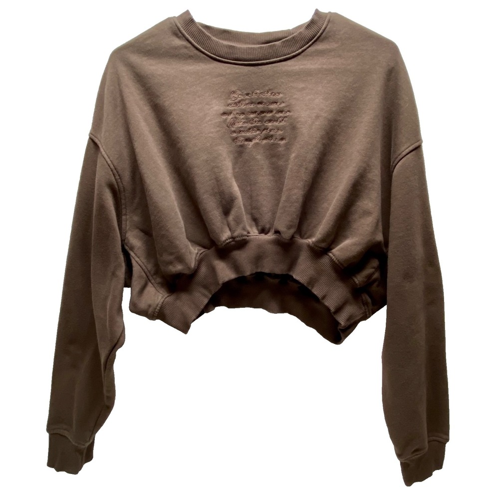 Better Bodies Cropped Sweatshirt Women's‎ Small Brown Crewneck Fleece Activewear
